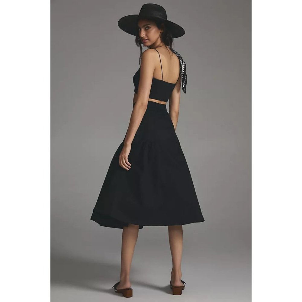 NWT $315 ANTHROPOLOGIE HOPE FOR FLOWERS SOLD OUT SOLID BLACK MIDI SKIRT SIZE MED - Picture 3 of 7